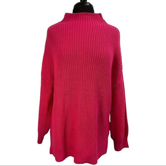 Cupcakes & cashmere Pink Mock Turtleneck Oversized Sweater Sz L - Picture 1 of 12